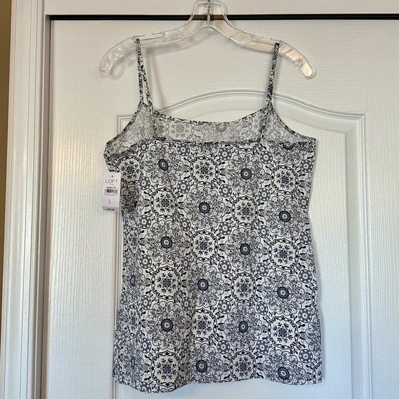 LOFT Outlet Blue White Camisole Tank Top Size L NWT - Picture 2 of 6